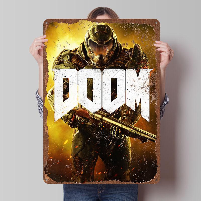 DoomS Tinplate Posters Custom Wall Art Vintage Metal Signs Retro Tin Plaque for Bedroom Decoration Gaming Home Decor Accessories
