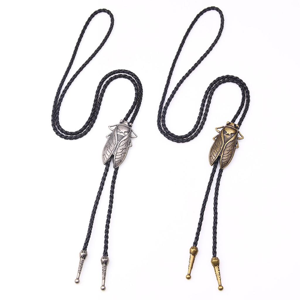 Bolo Tie for Men Western Cowboy Style Necktie with Carved Cicada Buckle Decorations Costume Accessories