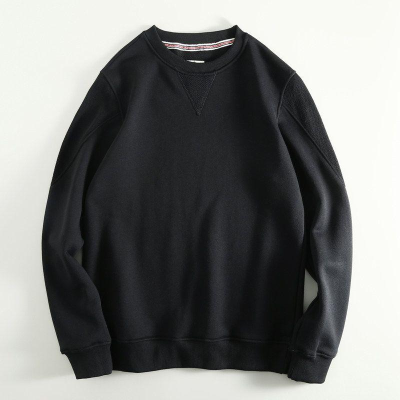 Japanese-Style Spring and Autumn Men's Loose Fit Washed Pure Cotton Terry Cloth Sports Casual Pullover Sweatshirt, Clearance Trendy Brand Top for Men