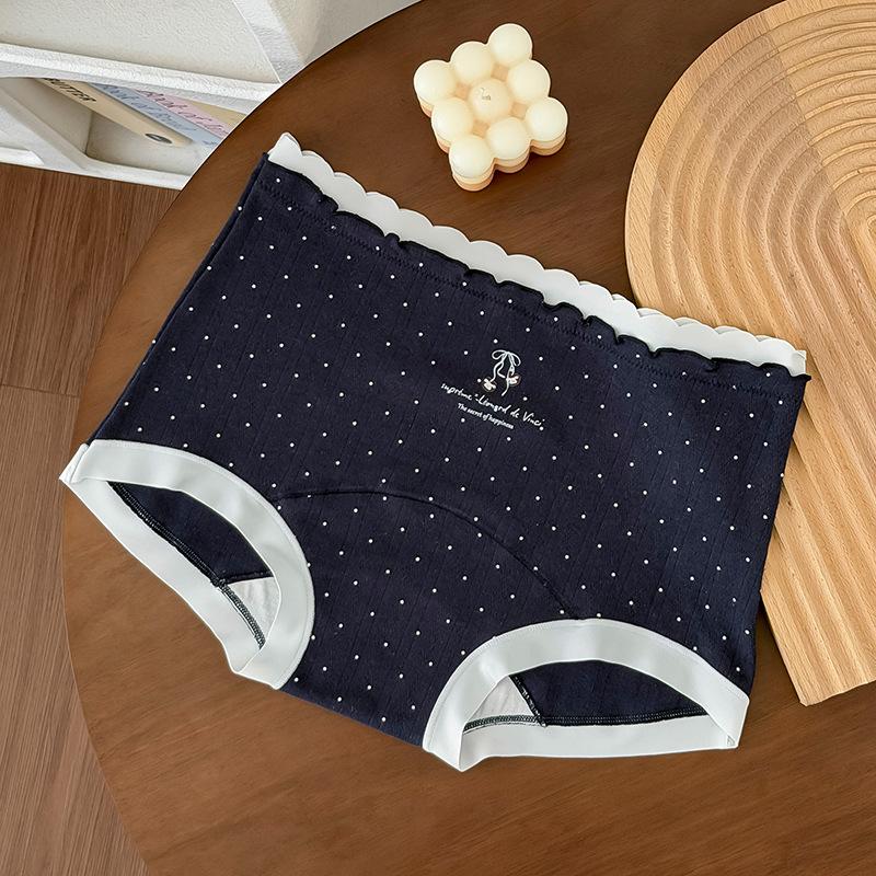 

Ladies Summer Cute Jacquard Print Wooden Ear Side Breathable 10A Antibacterial Crotch Flat Angle Briefs M темно-синий