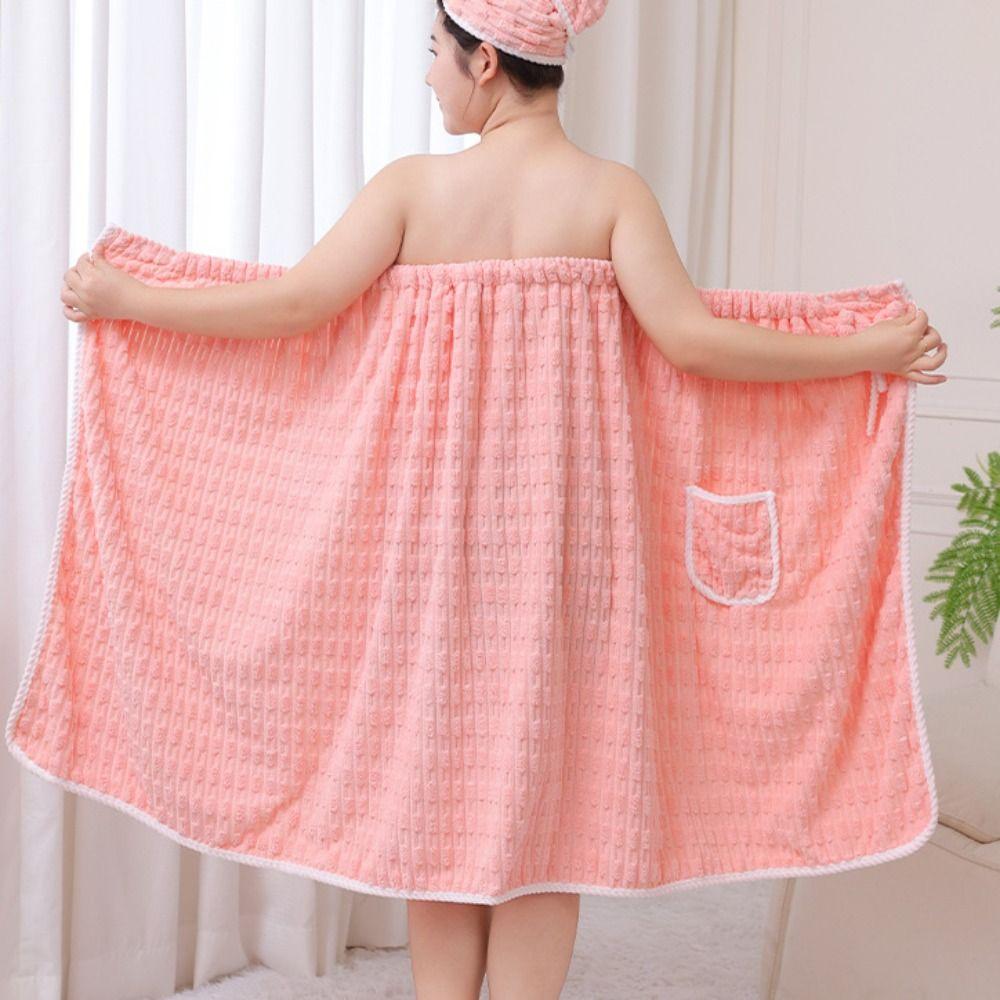 Swimming Bathrobe Soft Lady Bathrobe Plus Size with Pockets Wrap Shower Skirt Beach Towel Thicken Warm Velvet Bath Skirt Salon