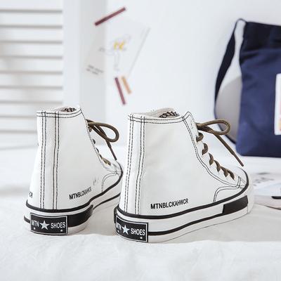 Nuevas Zapatillas Casuales de Lona de Caña Alta Mujer Retro Harajuku Zapatos de Tela Femeninos Zapatos de Goma