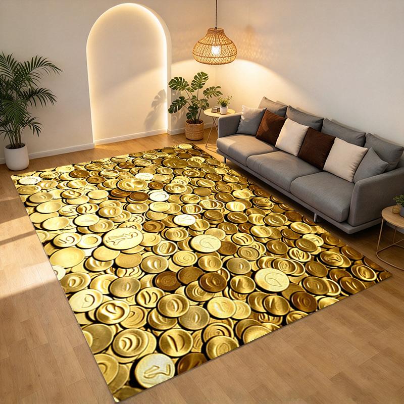 Golden Coins Living Room Nonslip Area Rug Soft Carpet For Bedroom Game Playroom Sofa Office Home Decor Doormat Christmas Gift C926135