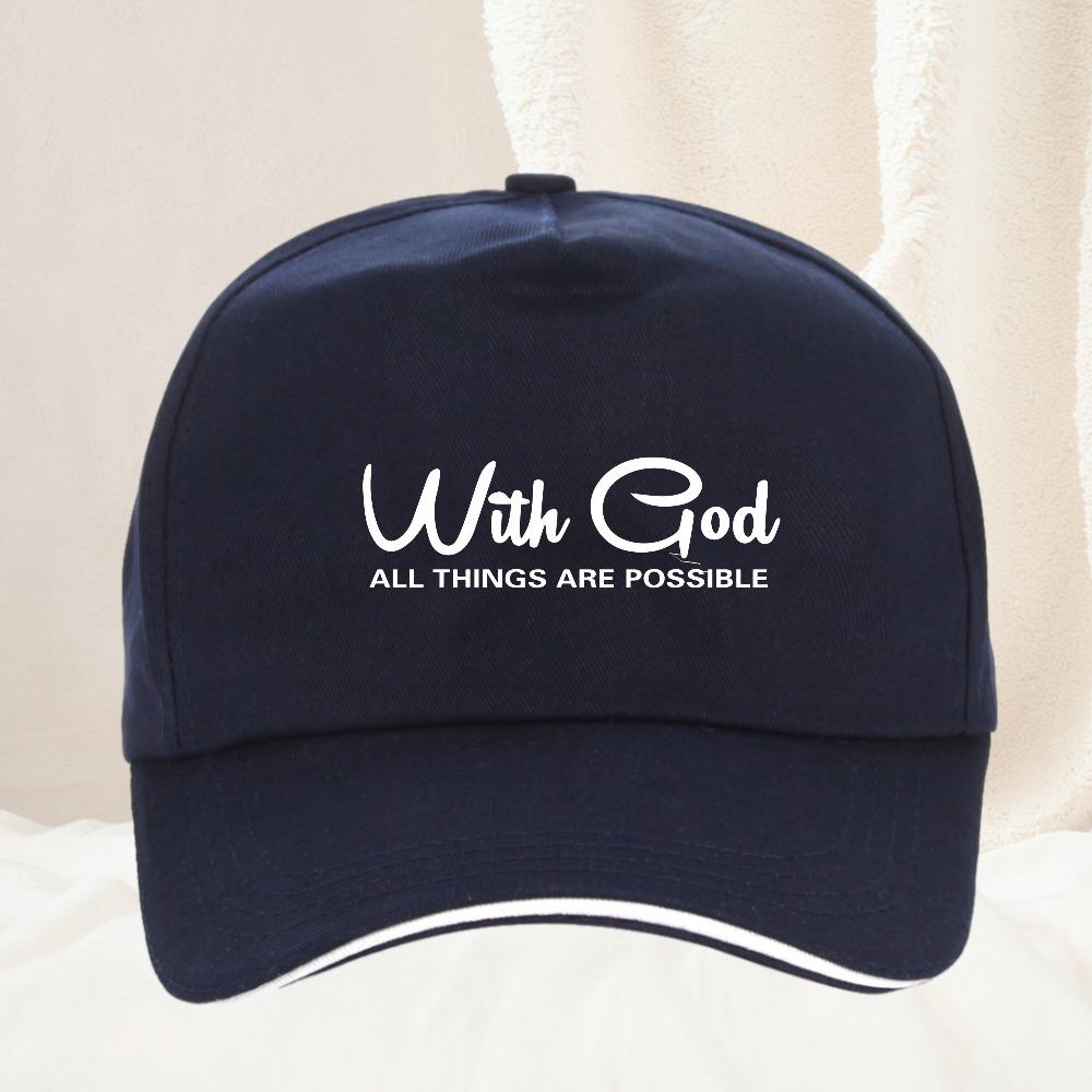 CON DIO TUTTO È POSSIBILE stampa a lettere Cappellino da Baseball Unisex Regolabile Cappello Sportivo