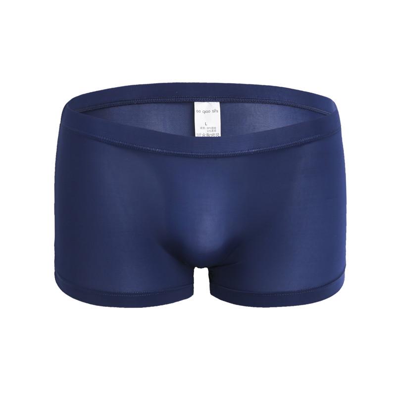 Thin Nylon Ice Silk Men's Semi-Transparent Boxer Briefs - Light Silk Square Leg Underwear