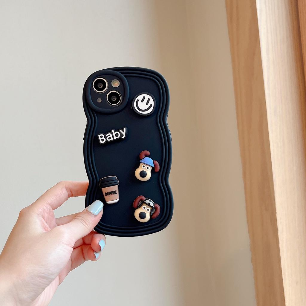 Niche ins cute cartoon puppy for iPhone15promax Apple 14 mobile phone case 12/13 three-dimensional 11