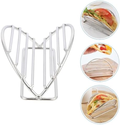 LIFKOME 2 Pack Stainless Steel Taco Holder Stand, Space-Saving Stackable Pancake Display Rack for Kitchen Party, Silver