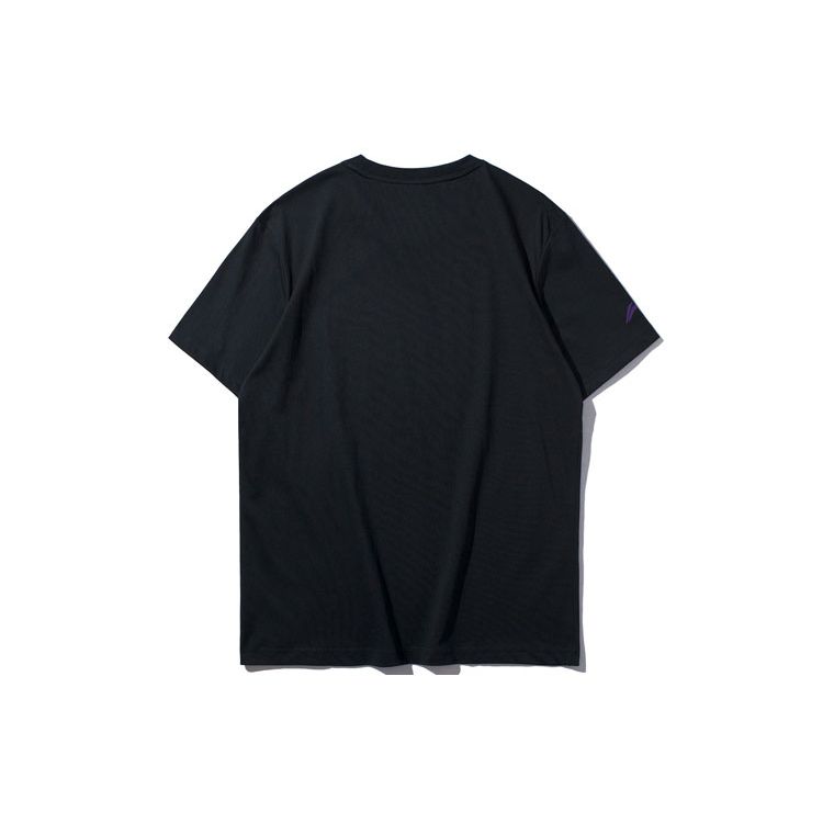 Li Ning Sports Basketball Series Liaoning Flying Leopards Front Print Fan Short Sleeve T-Shirt Men Tops Black AHSQ049-2