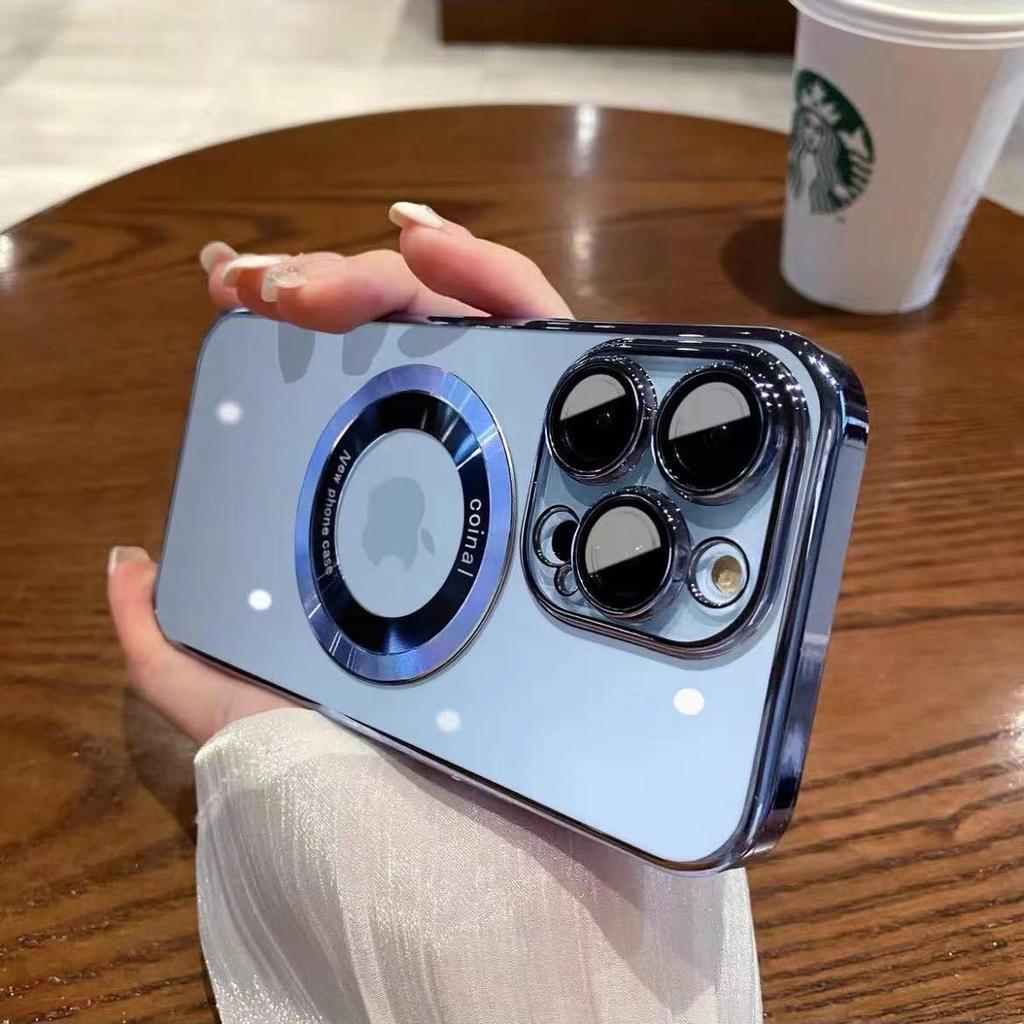 Electroplated Magnetic Magnifying Glass for iPhone17PRO Mobile Phone Case Missed Label Magnetic Lens Film Transparent Apple 16