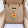 Titanium Steel Oil Dripping Flower Fashion Light Luxury Temperament Gorgeous Full Diamond Necklace Female Versatile Collarbone Chain