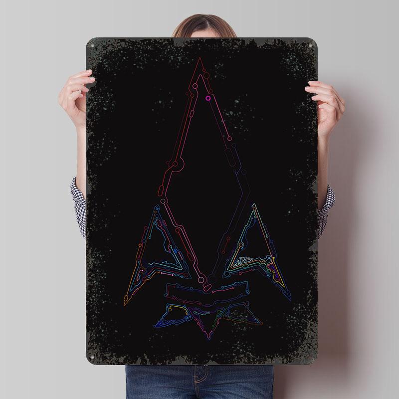 

Abstract Arrowhead Circuit Board Design Tin Plaque Poster Customized Wall Art Retro Vintage Metal Signs for Man Cave Desk Decor 20x30cm（7.8x11.8inch）