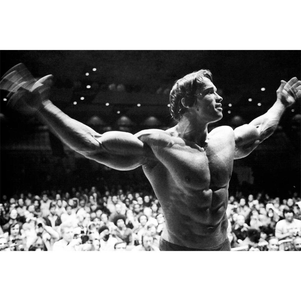 Poster Posa Arnold Schwarzenegger Bodybuilding Palestra Fitness Stampe Sportive Citazione Ispiratrice Pittura su Tela Decorazione Murale