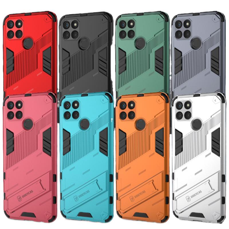 Für OPPO Realme C15 C12 4G Armor Stoßfeste Telefonhülle Rückseite Magnetischer Ständer Anti-Fall-Schutz Coque-Hüllen