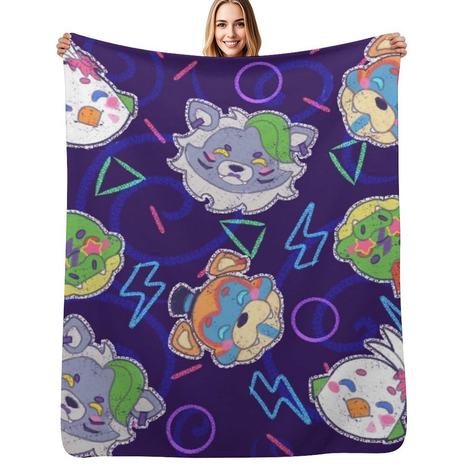 Glamrock Pattern Throw Blanket Stylish Warm Blanket for Living Room Bedroom Size: 75*100cm, Weight: 230 GSM