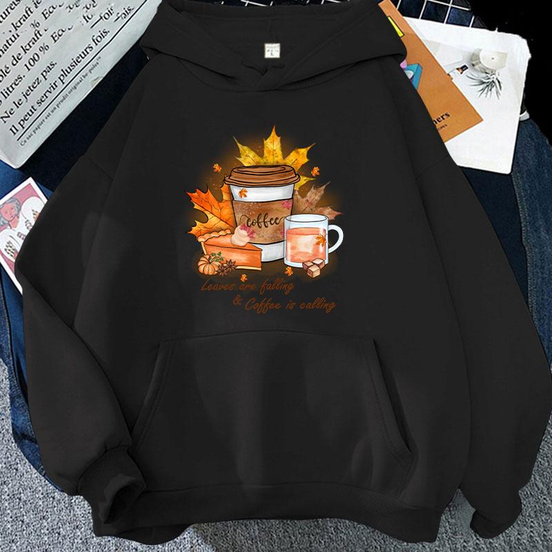 

New Fashion Unisex Leaves Are Falling Coffee Is Calling Printed Hoodies Men Women Casual Long Sleeve Pullover Outdoor Sweatshirt 3XL