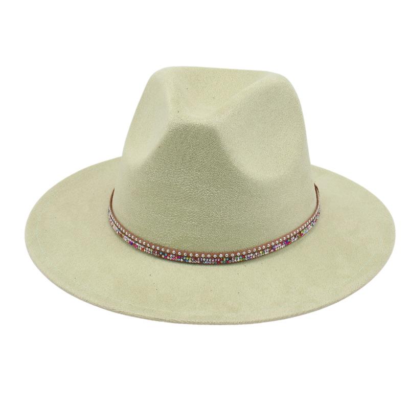 Diamond Flat-Brimmed Shade Men'S And Women'S Suede Hats Western Cowboy Hats Jazz Top Hats