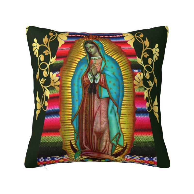 Our Lady Of Virgin Mary Mexico Pillow Covers Living Room Christian Jesus Saint Catholic Luxury Cushion Cover Velvet Pillowcase