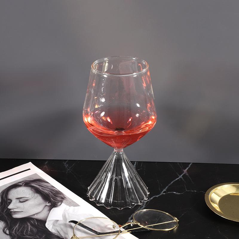 Colorful Vertical Grain Modern Bouquet Waist Glass Vase - Ice Cream Bowl Water Cup Champagne Cocktail Test Tube Wine Glasses