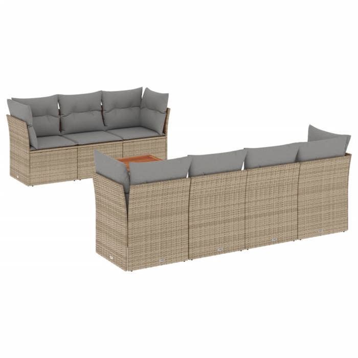 VidaXL Garden Lounge Set with Cushions 8 Pcs Beige Braided Resin 3223504