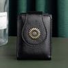 Fashion Leather Lipstick Case with Mirror - Multi-Color Sunflower Buckle Cosmetic Pouch Portable Makeup Storage Bag for Women