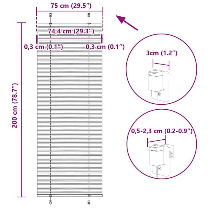 VidaXL Store plissé bleu 75x200 cm largeur du tissu 74,4 cm polyester, store plissé de fenêtre, store accordéon, store 4015206