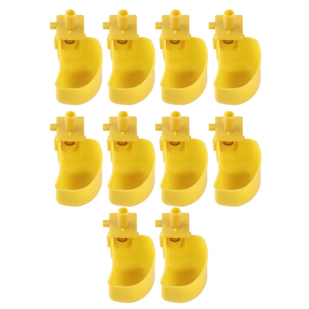 10Pcs Automatic Waterers Yellow Drinking Cups Bowl for Quail Chicken Birds Large SizeLeft