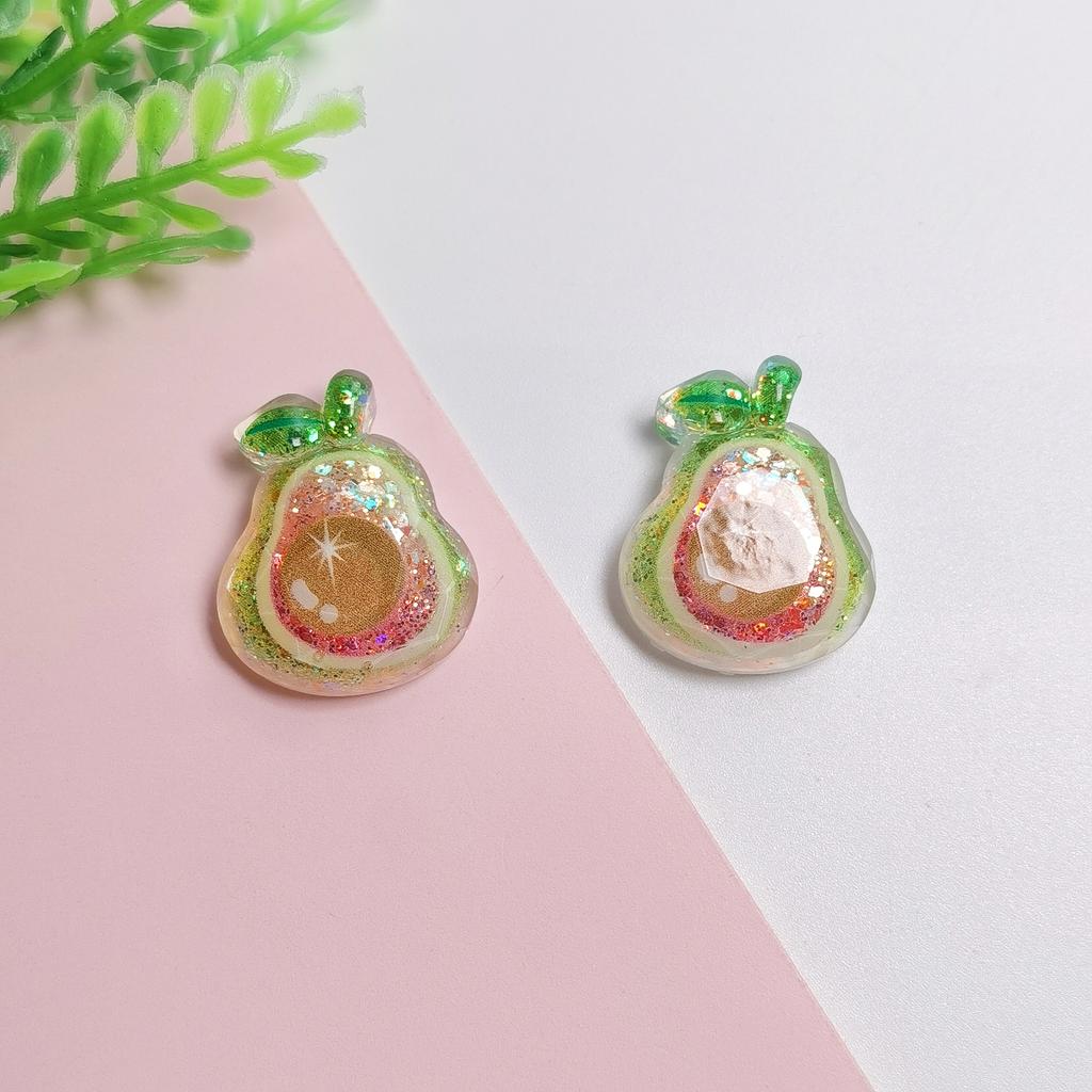 100Pcs Mixed Cartoon Glitter Watermelon Strawberry Cherry Flatback Resin Cabochon Scrapbooking for Phone Fruit Decoration DIY