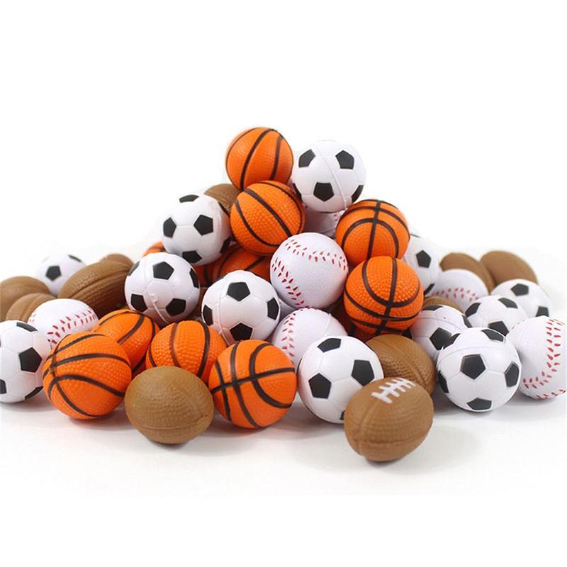 5Pcs Mini Soft Football Basketball Baseball Tennis Rugby Toy Foam Rubber Squeeze Ball Anti Stress Toy Balls Soccer Hand Exercise