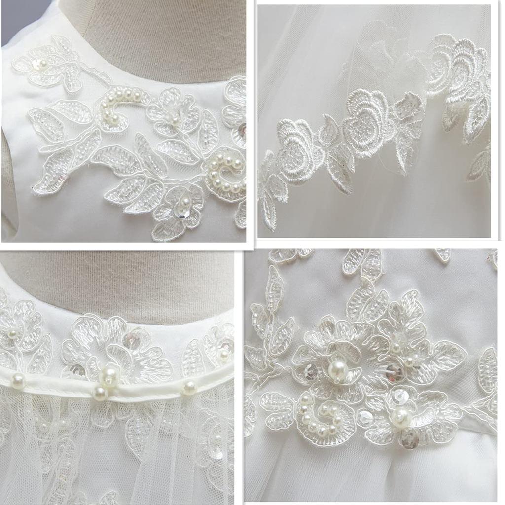 LovKin Baby Dress Set with Formal Perfect for Baby Shrine and Hospital Size 12M Girl's 3-Piece Ribbon, Tulle, Showers, Visits, Outfits, White,