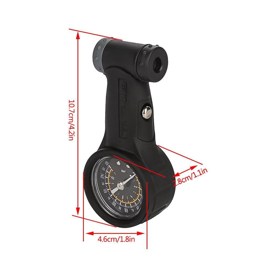 NATRUSS Keenso Bicycle Tire Pressure Gauge, Air Gauge, Pneumatic Gauge, Bicycle, Pike, Presta Type, High Precision, Easy Operation, Black