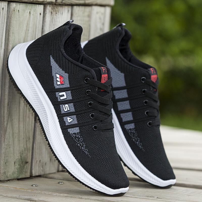 

Мужские кроссовки из сетки Flyknit: Дышащая, Модная, Удобная обувь для бега и на каждый день. 44 чёрный