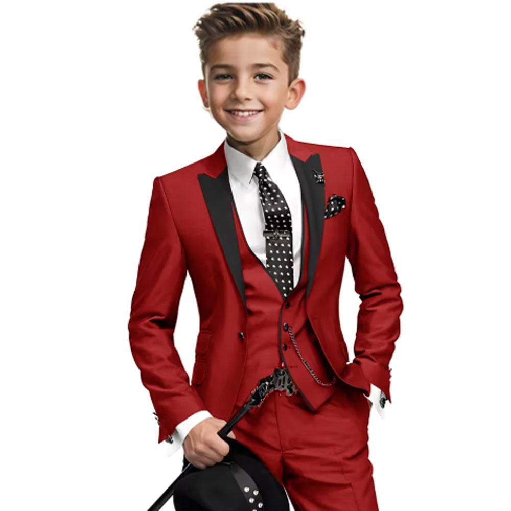 Boys Suit 3 Piece Set Fashion Design Jacket Pants Vest Wedding Kids Tuxedo Formal Graduation Outfit Stage Performance Suit