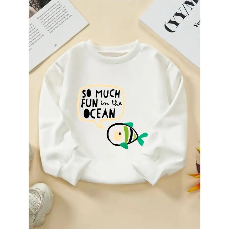 European Sizes Kids' Crewneck Sweatshirt - So Much Fun In The Ocean , Sportswear And Casual Wear, Soft And Comfortable, Clothing, Teenagers