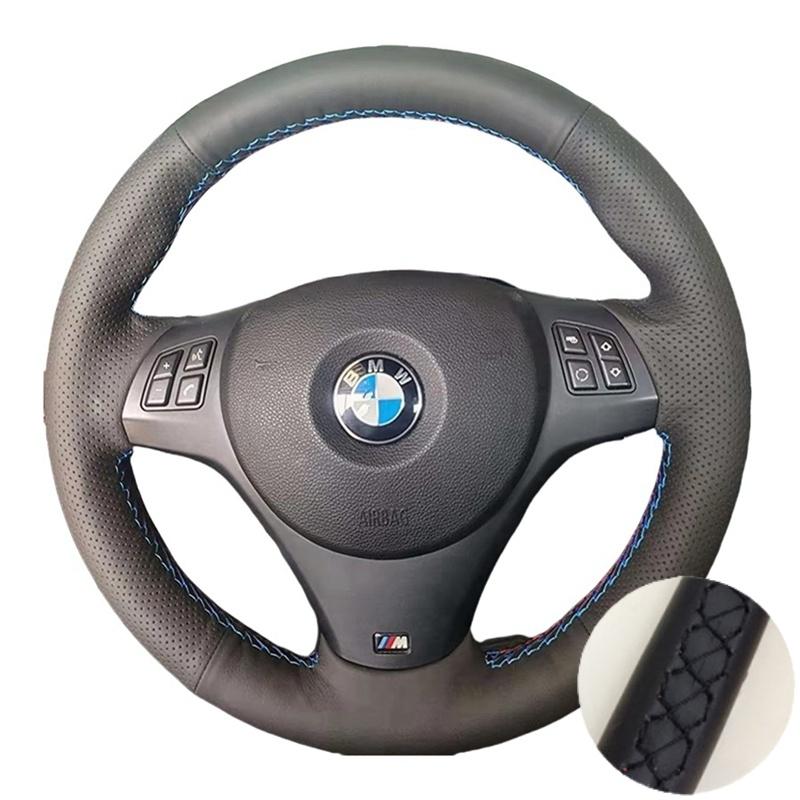 Car Steering Wheel Cover For BMW E81 E90 Pack M Sport M3 E91 E92 E93 E87 E82 E88 X1 E84 Hand-stitched Microfiber Leather
