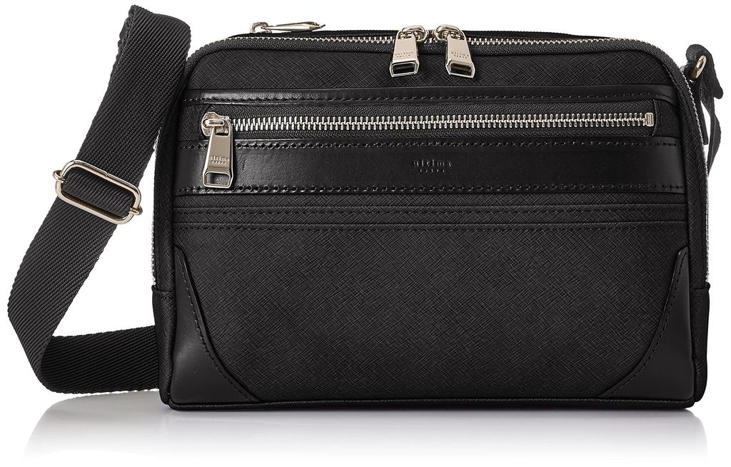 Ultima Tokyo Men's Silvio Shoulder Bag, Cotton Canvas and Leather, Black, Free Size (59639)