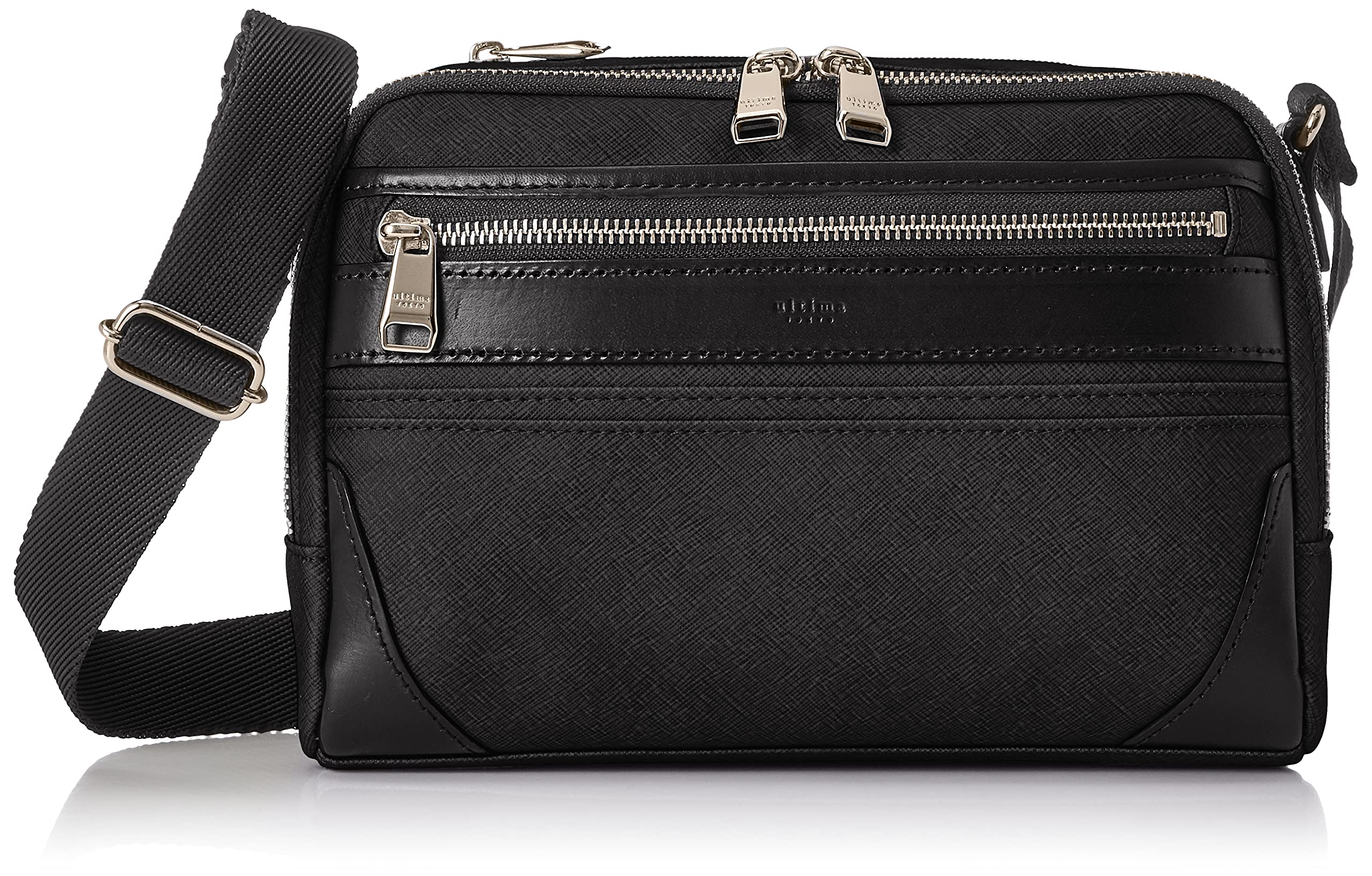 

Ultima Tokyo Men s Silvio Shoulder Bag, Cotton Canvas and Leather, Black, Free Size (59639)