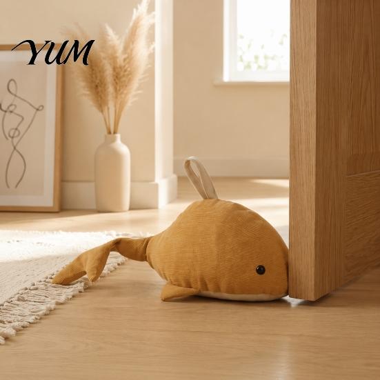Anti-collision Door Stopper Sand Filling Weighted Whale Doorstop, Plush Sea Animal Decorative Doorstop Stopper, Heavy Duty Fabric for Home Bedroom