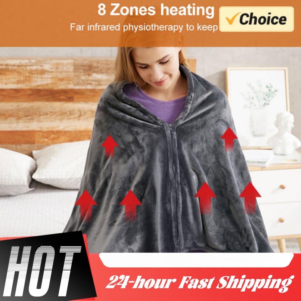 USB Electric Heated Blanket 3 Heating Levels Fleece Electric Heating Blanket Body Warmer Wearable Portable Shoulder Heated Pad