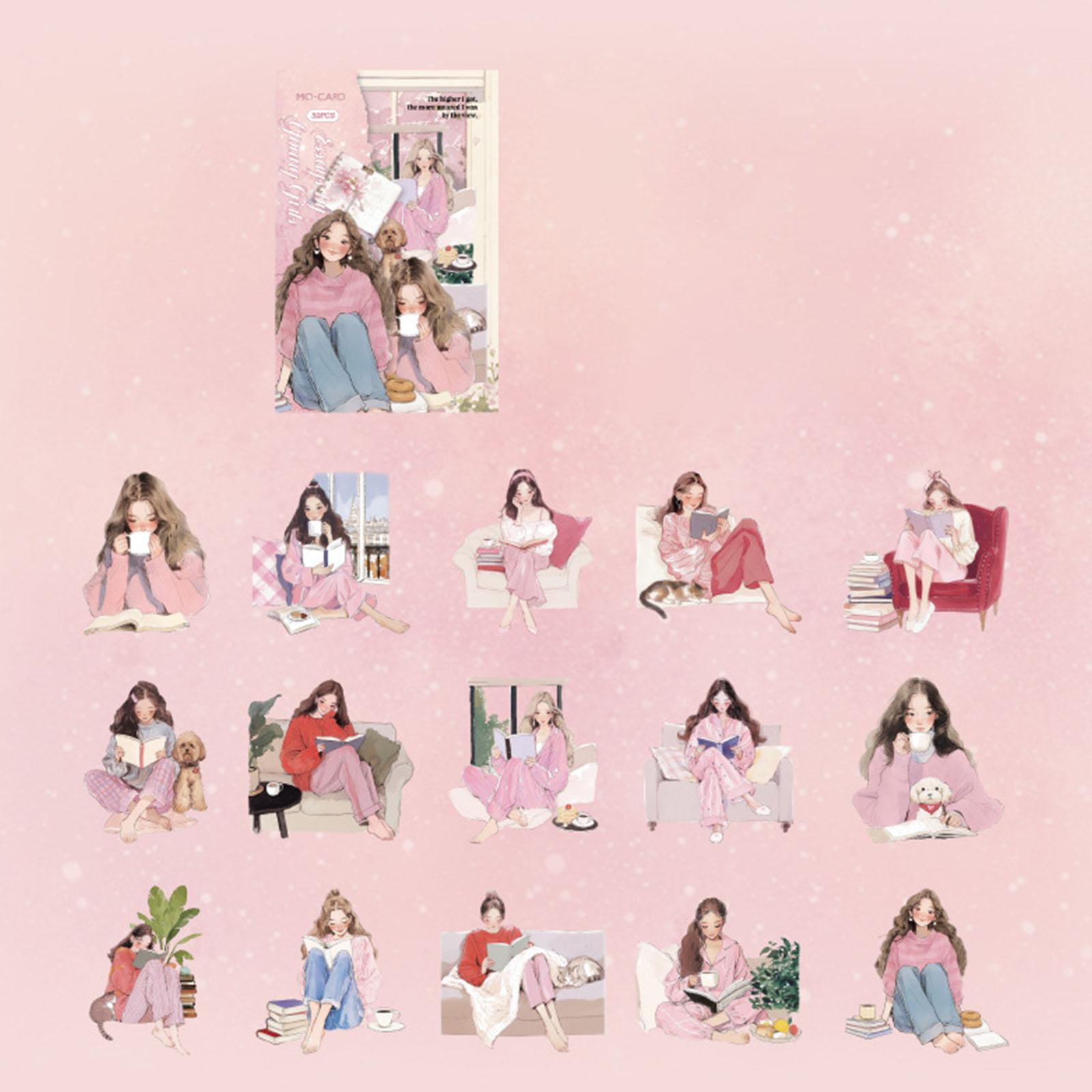 

Reading Girl Sticker Lovely Sticker Decorative Sticker Cartoon Sticker For Journaling Scrapbooking And DIY Crafts 2