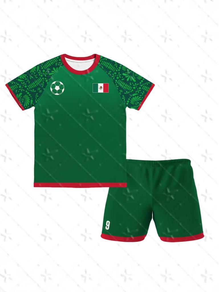 2026 World Cup Mexico Fan Football Jersey & Raglan Sleeve Shorts Set for Men, Women, and Families