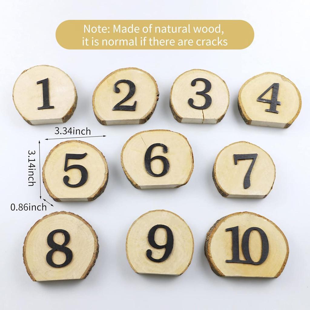 Andoer Wedding Table Number, 1-10 Wooden Table Number Rustic Party Wedding Decoration Number Blocks Professional Table Numbers For Wedding Reception