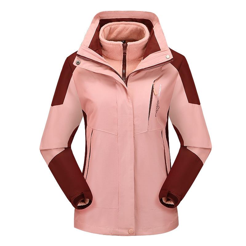 

Winter New Trendy Women s Outdoor Jacket Three-in-one Two-piece Set Fleece Liner Warm Mountaineering Clothing 4XL