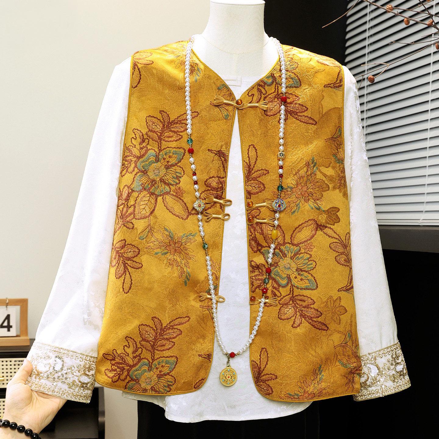 

2026 Spring/Autumn Embroidered Vest for Middle-Aged & Elderly Women - Mother s Day Gift 4XL (135-150 jin)