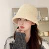 Autumn and Winter New Lamb Bucket Hat Solid Color Color Bucket Hat Warm Plush Basin Hat Headache Windproof Hat