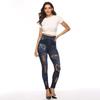 SCIONE 2019 Imitation Denim Hollow Leggings Peach Heart Net Pants High Waist Super Elastic Nine Pant