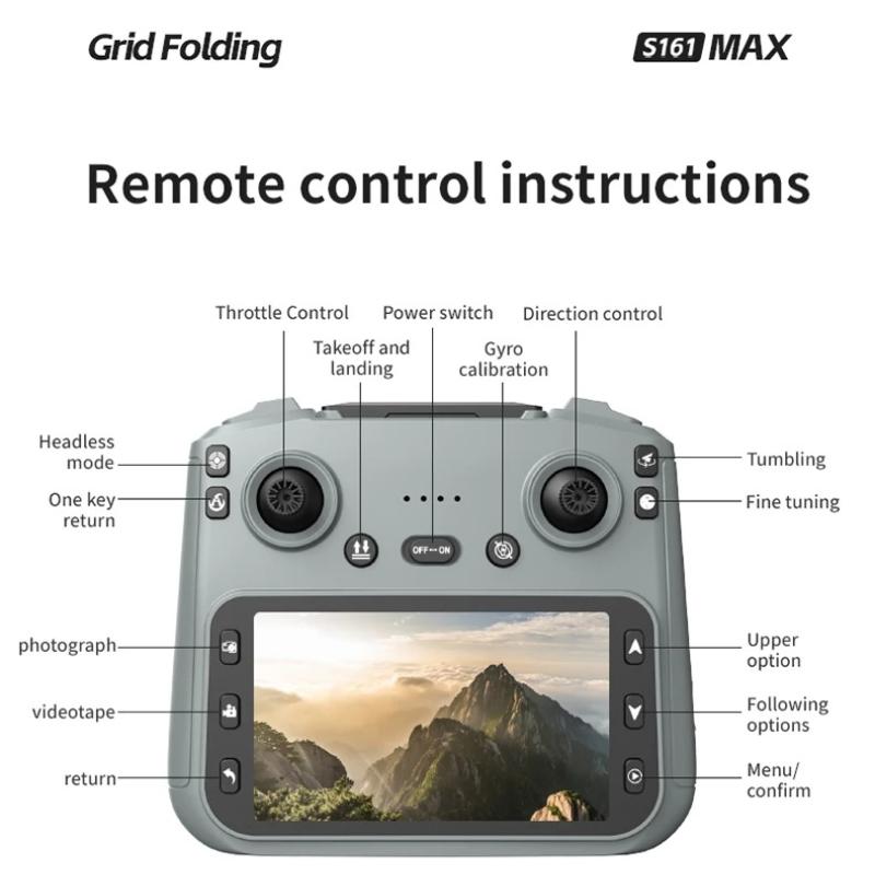 2026 NEW MIni S161 MAX Drone 4K HD Professinal Dual Camera 4.5-inch Screen UAV 5G WIFI with Screen Brushless Motor Quadcopter Drone Toy