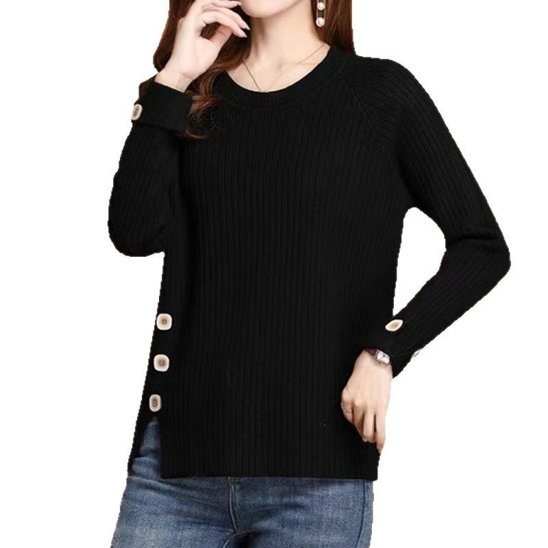 Spring New Sweater Women's Knitted Sweater Crew Neck Fashion Loose Bottoming Shirt Versatile Top Women
