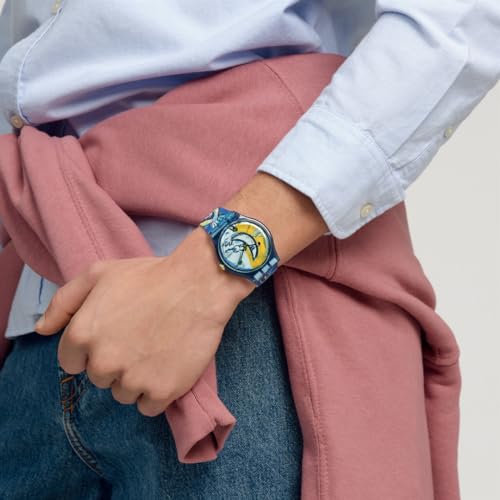 Swatch Chagall's Blue Circus SUOZ365 Watch, Blue