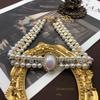 Necklace Gray Shell Pearl Colored Glazed Neck Chain Stud Earrings Bracelet Set
