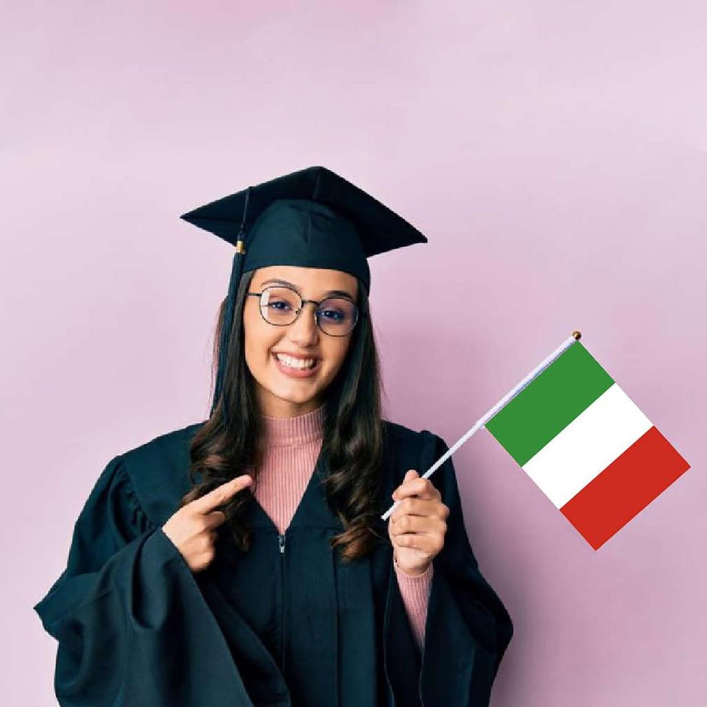 10 Pcs Italy Handheld Small Flag Italian Italiano Hand Held Mini Decor Decoration Banner Front Porch Flag Pole Fast Shipping